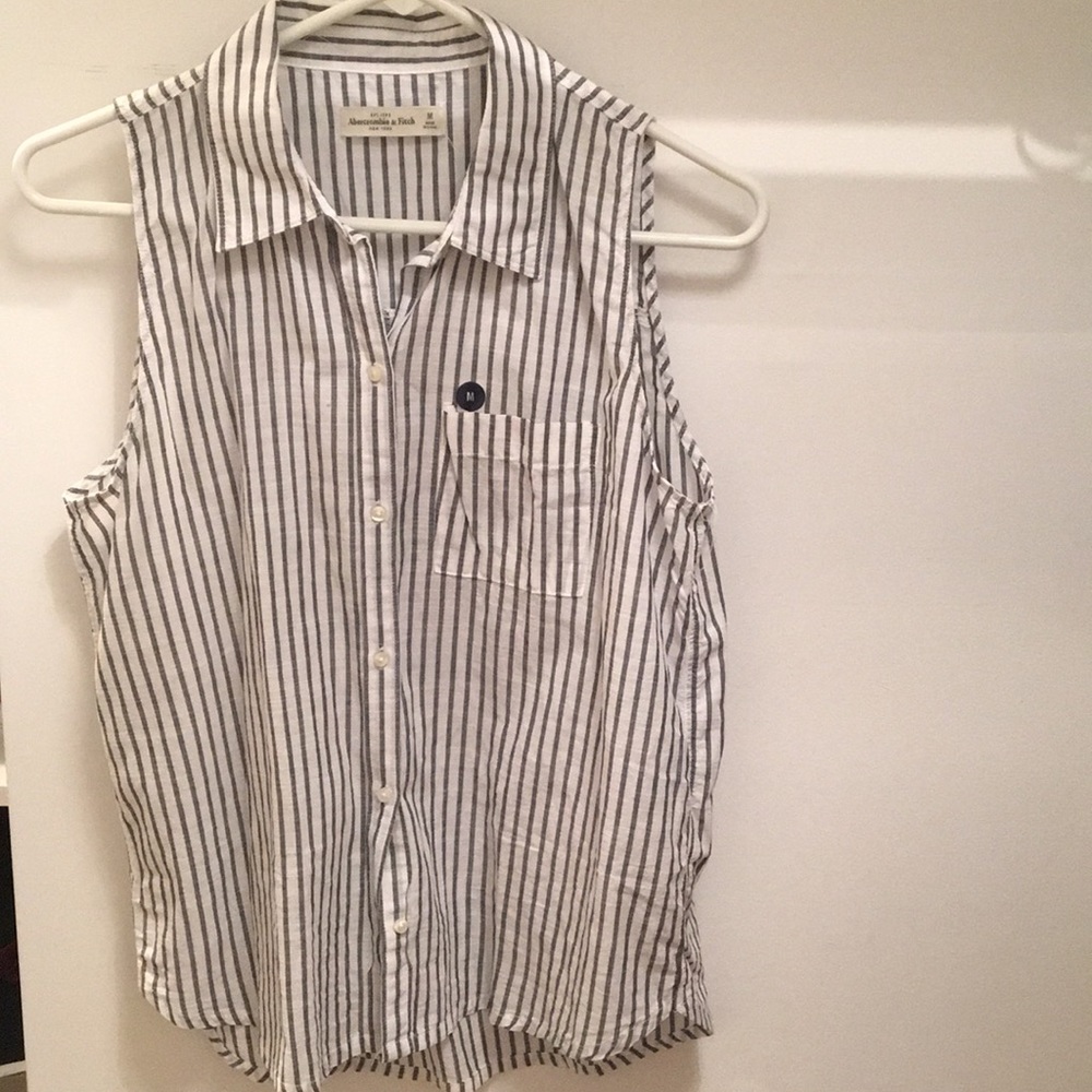Striped Sleeveless Button Down!
